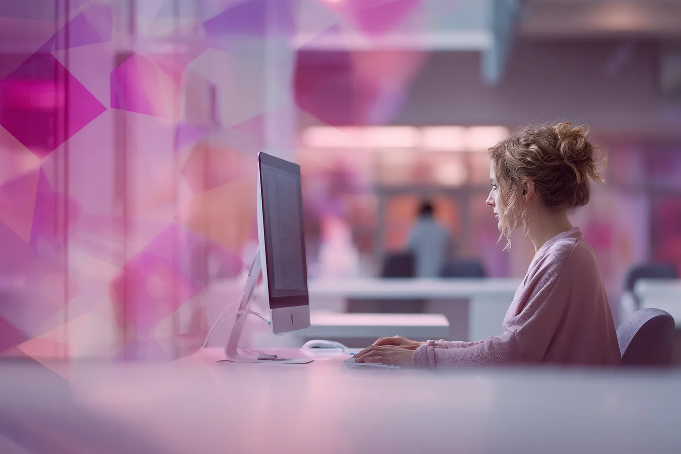 Professional working at a computer in a clinical credentialing environment