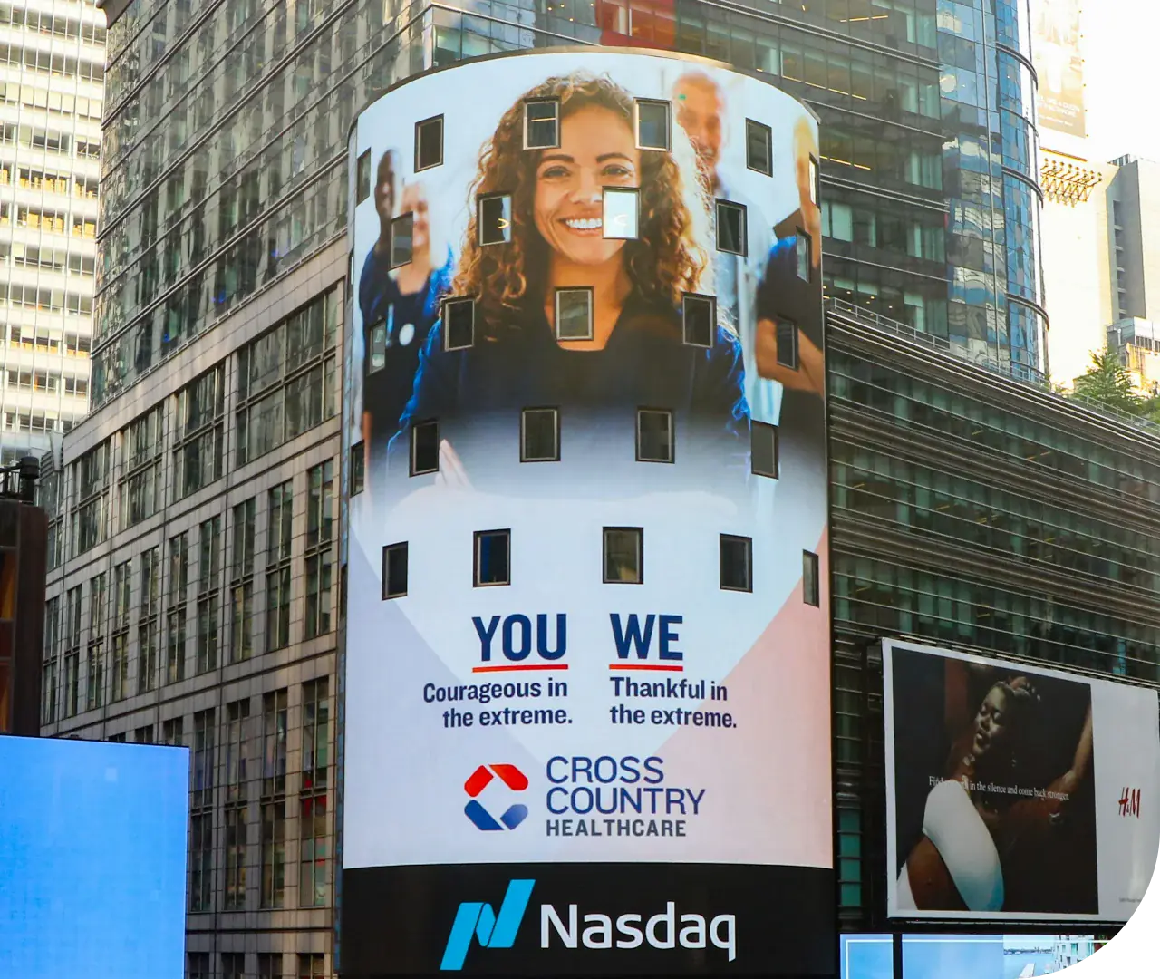 Cross Country Healthcare featured on the Nasdaq billboard in Times Square