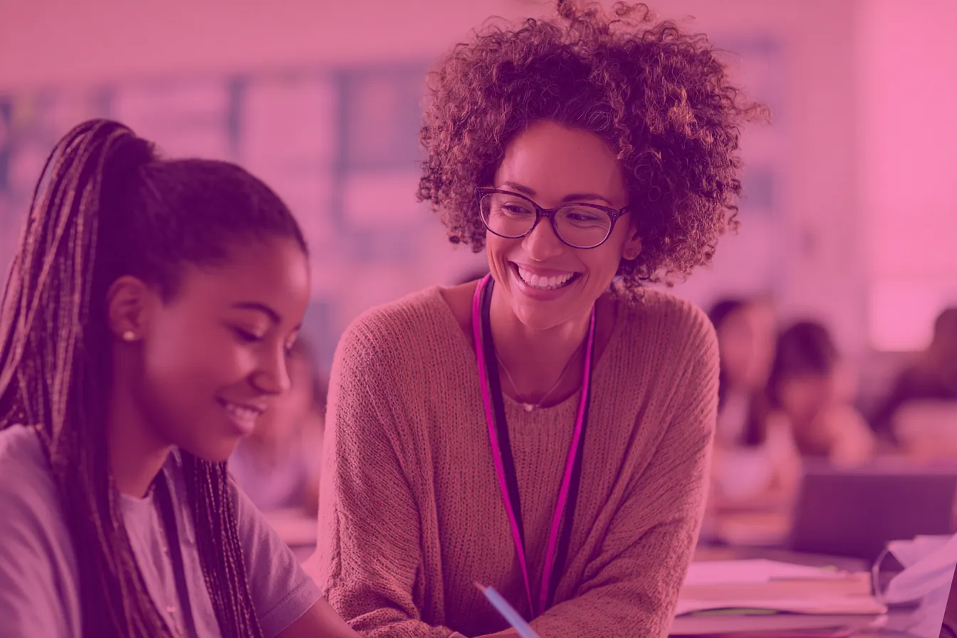 Teacher and student in classroom