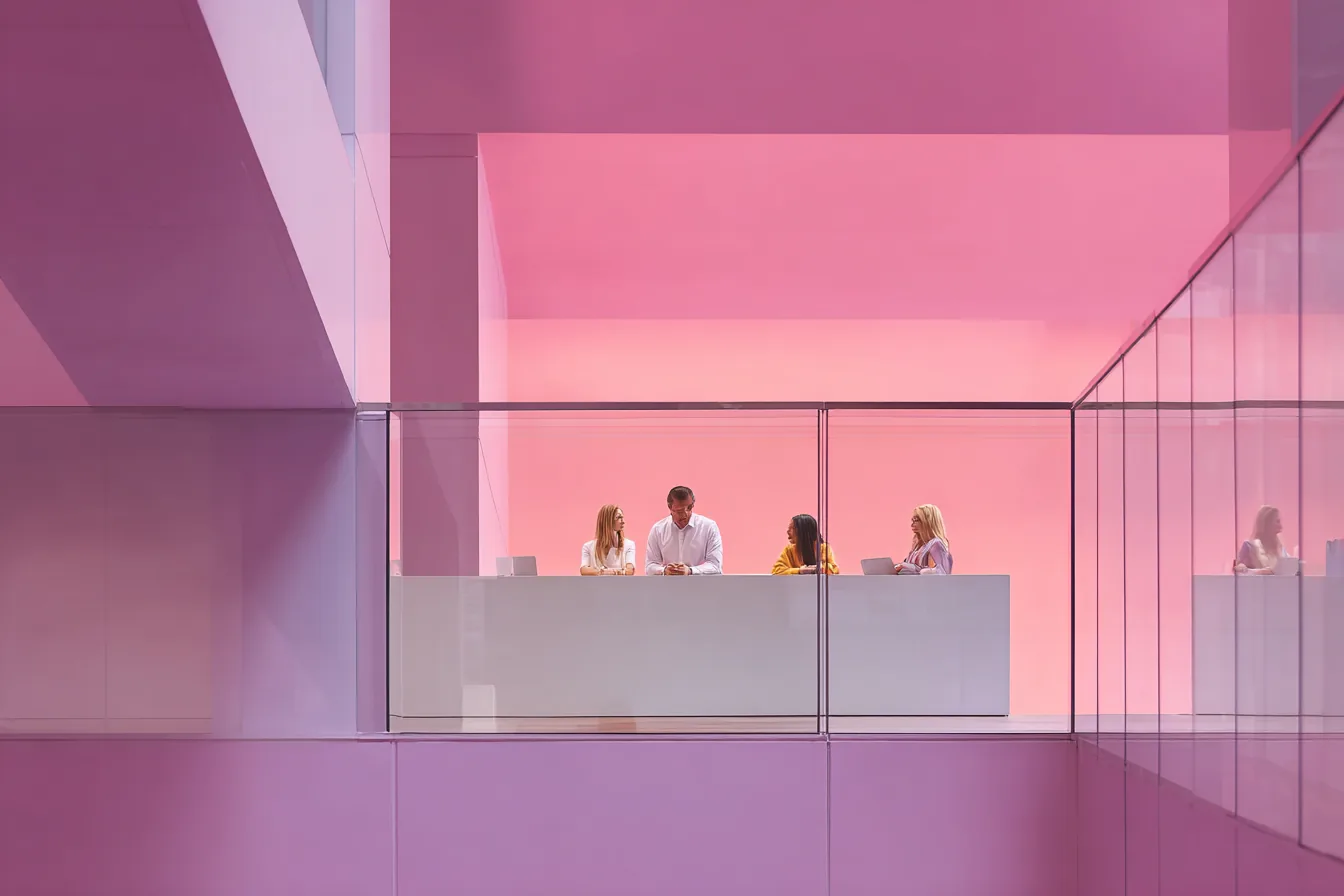 HR team collaborating in a modern healthcare facility