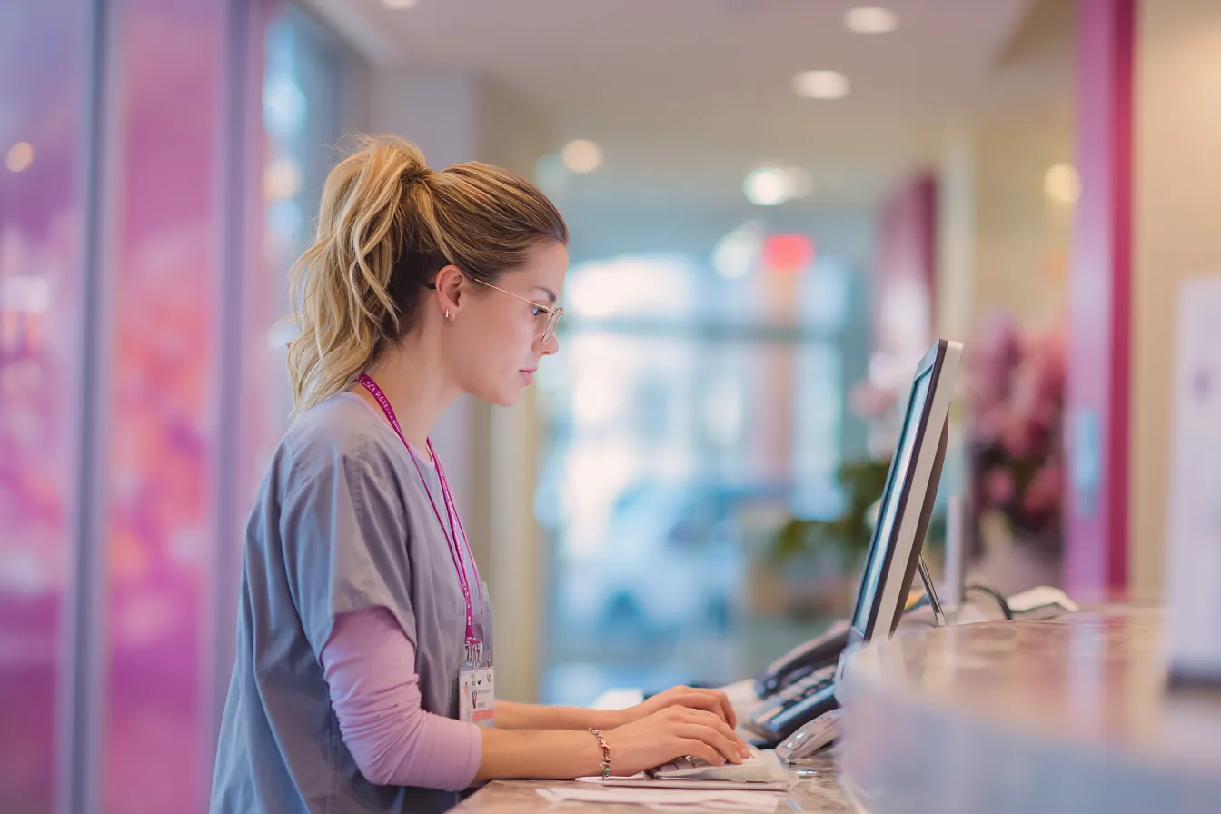 Healthcare worker at workstation