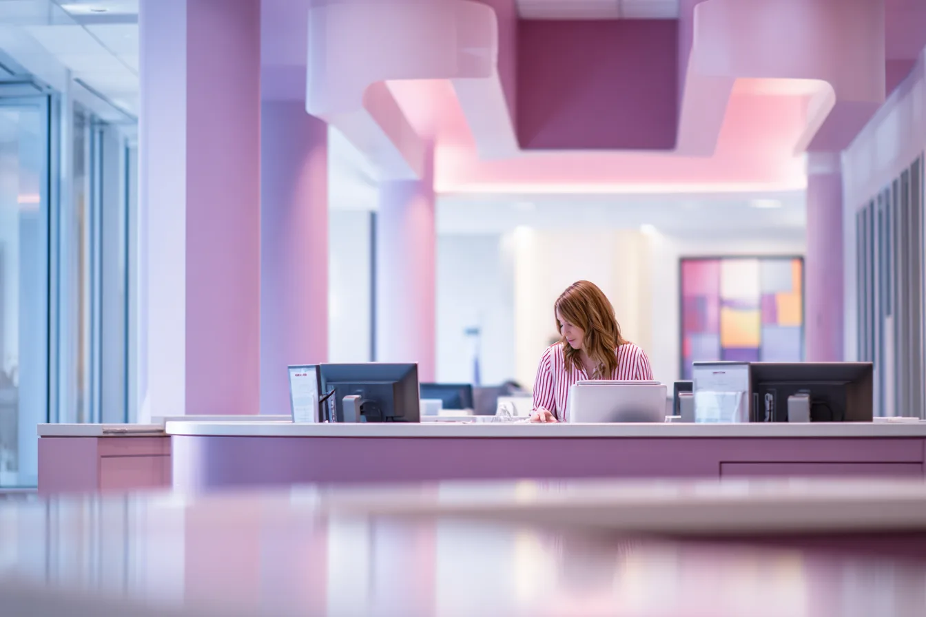 Healthcare professional working at a secure workstation