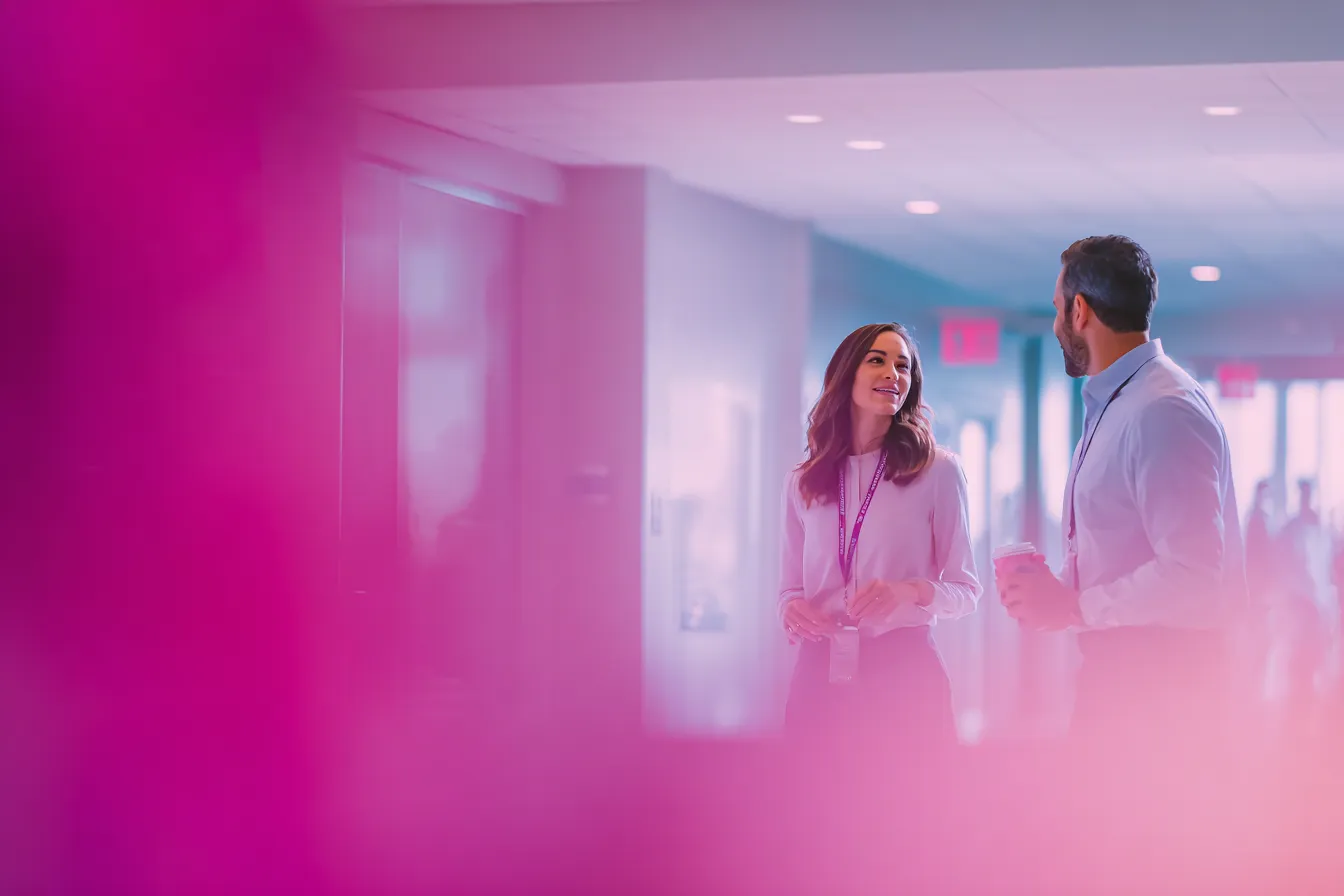 Healthcare professionals collaborating in a modern facility