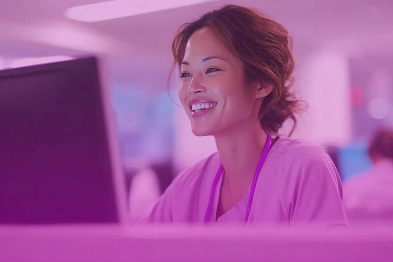 Healthcare professional at workstation