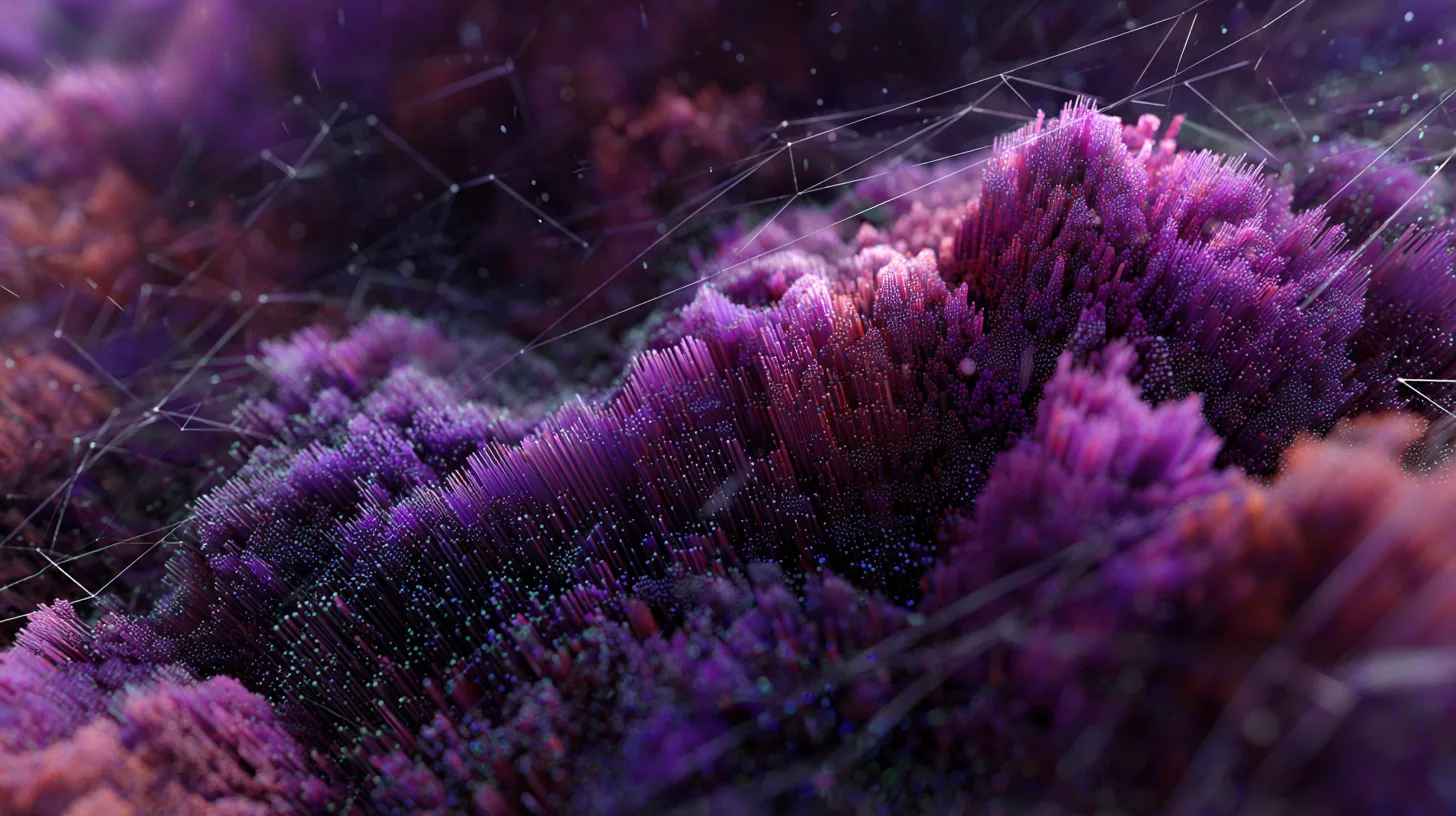 An abstract field of magenta data points resolving into structure, workforce intelligence taking shape.