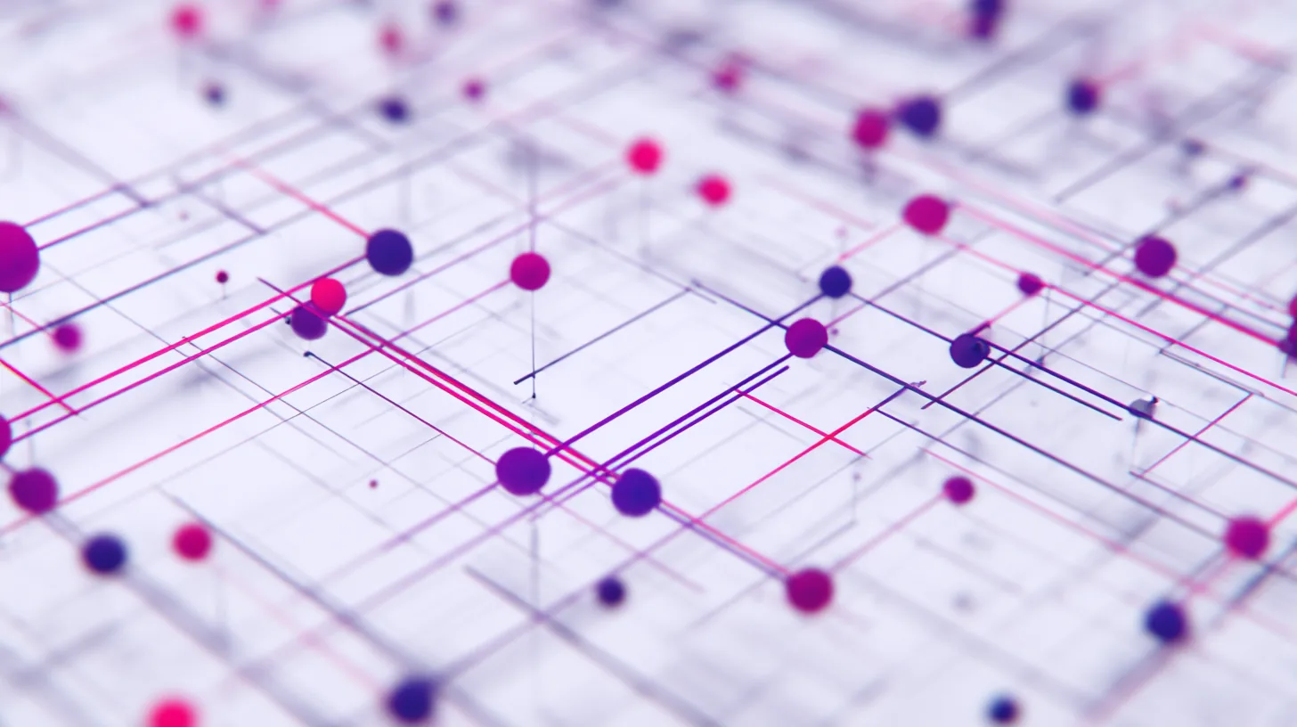 A precise geometric grid of connected nodes, architecture, not assembly.